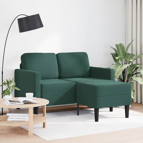 Canapé 2 places,Sofa pour Salon,Banquette avec méridienne en L vert foncé 125 cm velours CFW112603 (1/5)