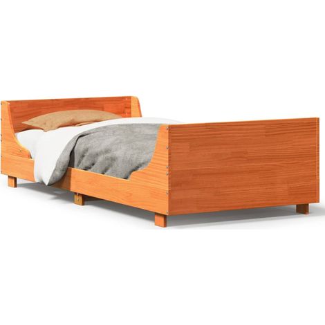 Maison Exclusive - Massivholzbett ohne Matratze Wachsbraun 100x20