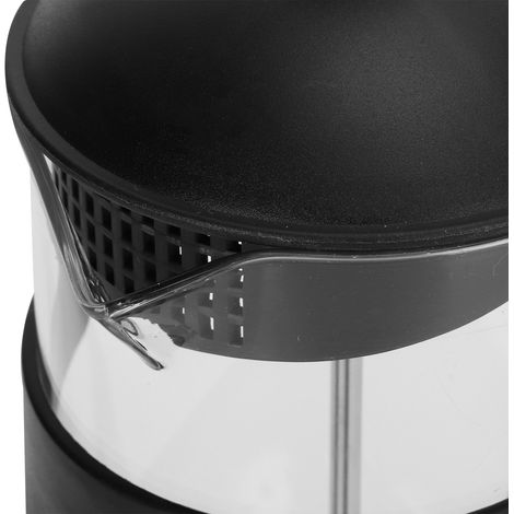 Cafetière/théière à filtre en borosilicate résistant aux hautes températures, 1000 ml, noire, pour infusion manuelle.