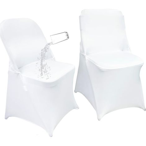 40 Stück faltbare, wasserdichte Stuhlhussen aus Stretch-Spandex, universell passender Stuhlschutz für Hochzeiten, Partys, Bankette, Feiertage und Festdekorationen (40, Weiß, Neu) (1/5)