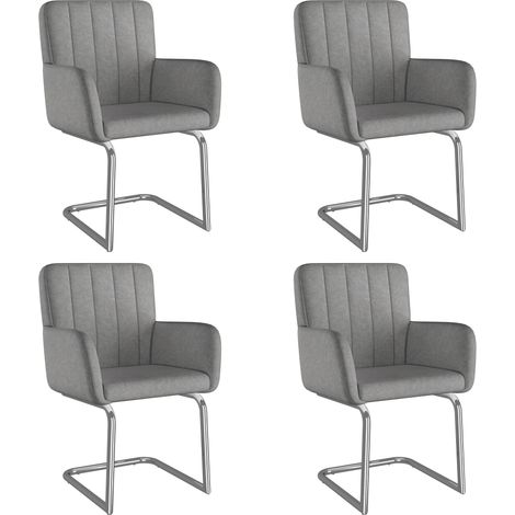 Set di 4 sedie da pranzo grigie in ecopelle con gambe metalliche a zigzag (1/5)