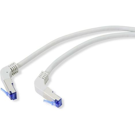 Câble réseau RJ45 CAT 6a S/FTP gris coudé 90°, 0,25 m, blindé, haute performance – 1 pièce (1/3)