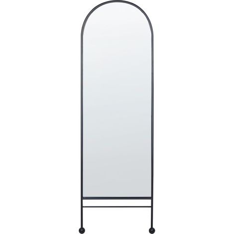 Specchio da parete ovale moderno con cornice in metallo e ferro per il soggiorno 45 x 145 cm Nero Jarnages