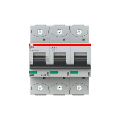 Disjoncteur S803N 3P 6A Courbe C Raccordement à vis - 36KA (4.5Modules) 2CCS893001R0064 ABB 740335