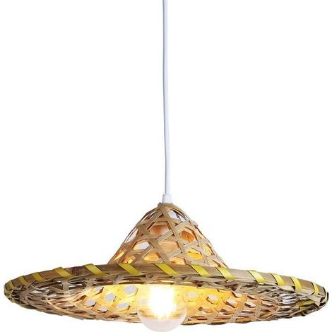 Barcelona Led – Lampe suspendue en bambou – Ø380mm – Hauteur ajustable 110cm – Douille E27 – IP20 pour intérieur vintage et rustique (1/5)