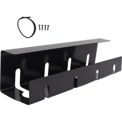 Goulotte de gestion des câbles sous bureau 15,7 po, grande capacité, en acier, minimaliste, installation simple, support de câbles sous bureau (1/5)