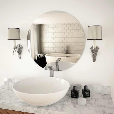 Miroir mural-Miroir suspendu 60 cm Rond Verre 858669 (1/5)