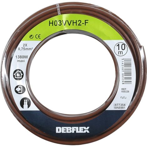 Debflex 155326 - Bobina HO3VVH2-F 2 x 0,75, 10 m, colore: Marrone