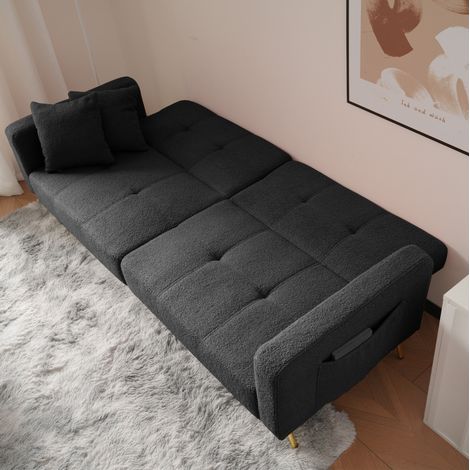 Canapé-lit convertible gris foncé 175x64x72 cm avec dossier réglable et poches latérales (1/5)