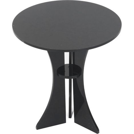 Table Ronde Noire pour Maison de Poupée en Acrylique Solide, Table Miniature Polyvalente Échelle 1:6 Décor
