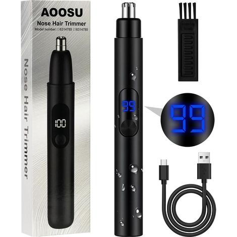 Tondeuse Nez, Tondeuse à Poils de Nezs, Coupe Poils Nez et Oreilles USB Rechargeable, Rasoir Nose avec LCD Écran, Facile à Utiliser Lavable pour Hommes et Femmes (1/5)