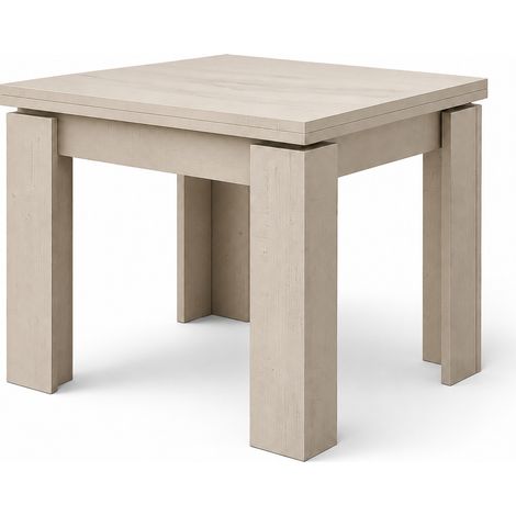 Tavolo Allungabile Dal Design Moderno Da 4 A 8 Persone Con Gambe Spesse Sistema Centrale Estensibile Stile Minimal Per Cucina E Zona Pranzo 90 X 90 / 180 X 90 Cm Cashmere (1/4)