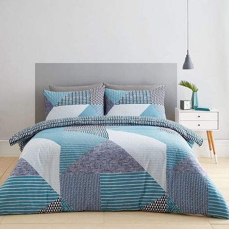 Catherine Lansfield Larsson Geo Double Duvet Set Teal (1/5)