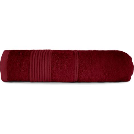 Toalla grande de 70x140 cm, de fibra de bambú natural, color burdeos. (1/5)