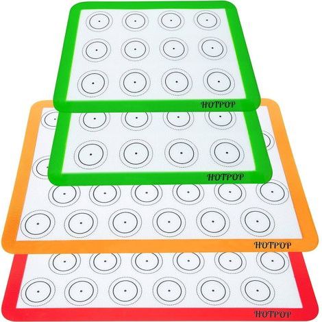 Set mit 4 wiederverwendbaren Backmatten für Macarons, 0,75 mm (2 halbe und 2 viertel Bleche), antihaftbeschichtete Backmatten für Kekse (1/5)