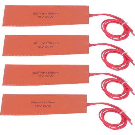 4 Stück Silikon-Heizkissen, flexible Silikon-Heizmatten, Gummi-Heizdecken für Industrieanlagen, 20 W, 12 V (1/5)