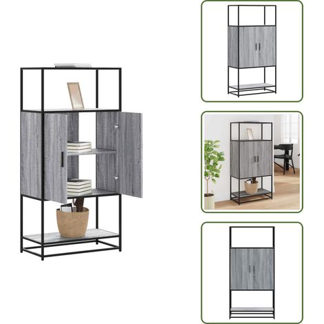 The Living Store Highboard Grau Sonoma 68x35x139 cm Holzwerkstoff und Metall - Metall (1/5)