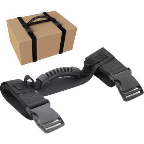 Cinghia per il trasporto di scatole con maniglia (156 cm), a forma di H, in nylon nero, portatile per un facile sollevamento, cinghie di supporto per il trasporto di scatole (1/5)