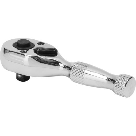 Sealey 1/4""Sq Drive Stubby Ratchet Wrench Pear Head Flip Reverse AK660S