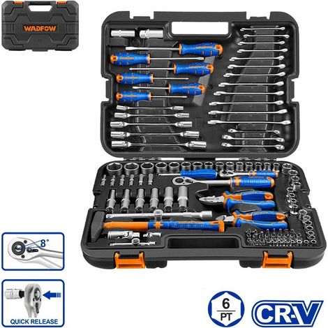 Valise d'outils WADFOW 109 pièces avec douilles et embouts (1/3)
