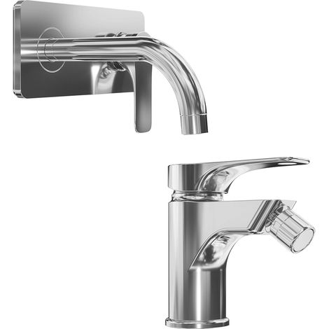 Ensemble mitigeur avec lavabo encastré et bidet sans vidange en laiton chromé Mod. Mia (1/5)