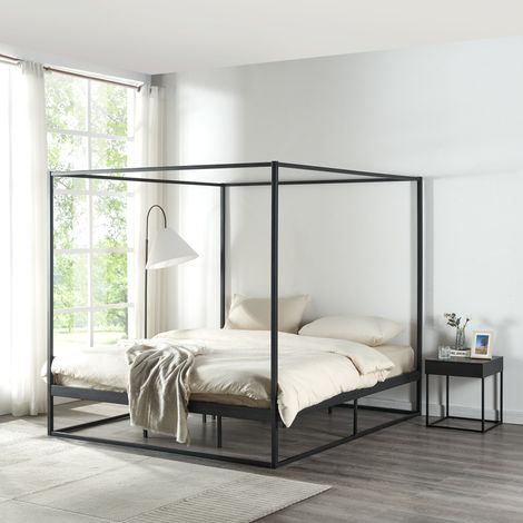Himmelbett Kristianstad Metall 180x200 cm Schwarz [en.casa] (1/5)