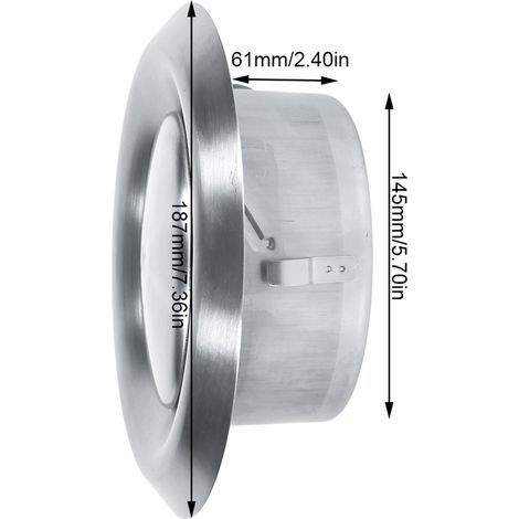 Verstellbare runde Lüftungsabdeckung aus Edelstahl für Wand und Decke (150 mm)