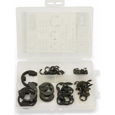 Bgs Technic – Assortiment de circlips profil E 3-15 mm – 94 pièces en acier à ressort – Revêtement phosphaté noir pour résistance à la corrosion