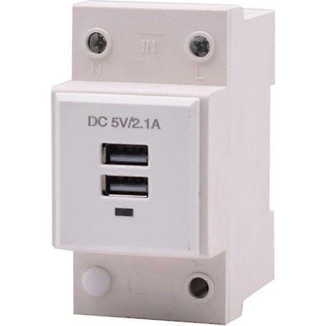 Prise modulaire USB sur rail DIN, sortie 5 V CC 2,1 A, boîtier de distribution fibre optique, adaptateur secteur WHBYV (1/4)