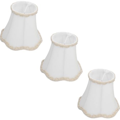 Ensemble de 3 abat-jour en tissu avec douille à pince E14 pour appliques murales, lampes à bougie, décoration intérieure, couleur blanche. (1/5)
