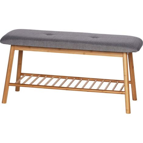 Wenko – Banc de couloir avec étagère à chaussures – Construction en bambou résistant à l'humidité – Assise en mousse confortable – Capacité 4 à 6 paires (1/5)