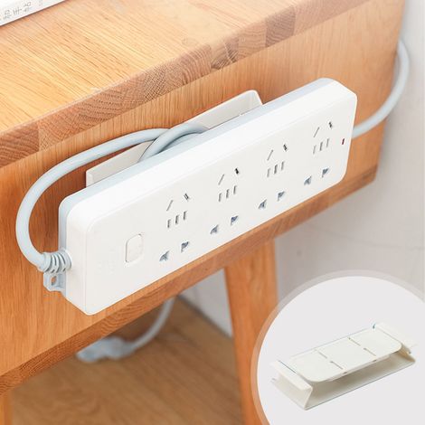 Fixateur De Prise Autocollant - Support Pour Multiprise Bureau Mur - Fixation Glissière ABS Blanc 14,2 x 5,7 x 2,2 cm - 1 Pièce (1/5)