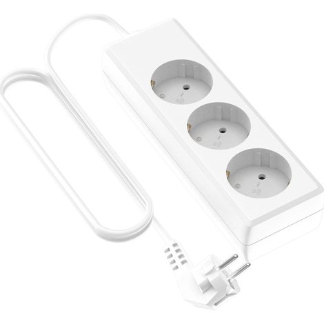 Garza Basic Power - Regleta Base múltiple con 3 tomas, y cable de 1,5mmX1,4m Color Blanco
