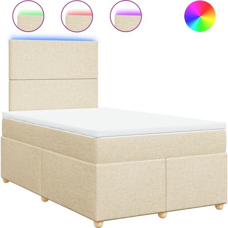 Maison Exclusive - Sommier à lattes de lit avec matelas crème 120x190 cm tissu (1/5)