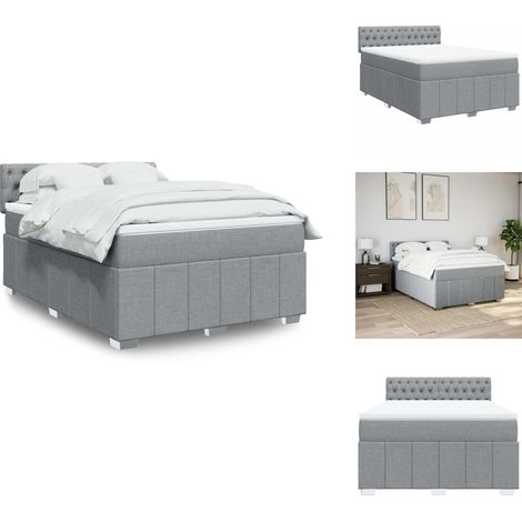 Sommier à lattes de lit avec matelas Gris clair 160x200cm Tissu - Sommier À Lattes De Lit - Sommiers À Lattes De Lit - Lit - Meuble De Chambre À Coucher (1/5)