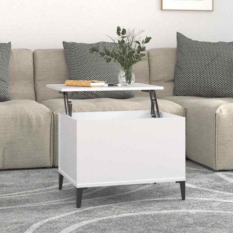 Table basse Table d'appoint pour Salon Chambre - Blanc 60x44,5x45 cm Bois d'ingénierie BV410975 - BonneVie (1/5)
