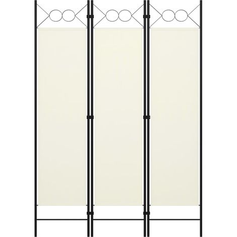 Paravent de Chambre Closion de séparation 3 panneaux Blanc crème 120x180 cm -BC29367 (1/5)