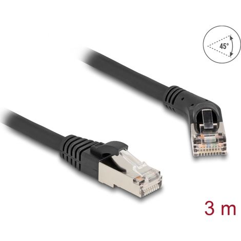 Delock Cable de red RJ45 Cat.6A S/FTP macho 45Â° en Ã¡ngulo recto a macho recto 3 m negro