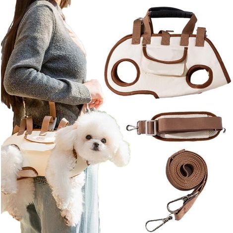 Tracolla per animali domestici beige - Mani libere/Regolabile - Media (1/5)