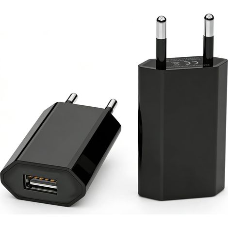 Lot de 2 adaptateurs secteur USB, alimentation USB 5 W, adaptateur secteur universel 5 V 1 A, chargeur compatible avec téléphones portables, appareils Android, montres connectées, casques audio, appar (1/5)