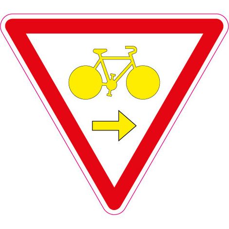 Signaletique.Biz France – Panneau de signalisation cédez le passage 300mm – M12D – Fixation sur poteau – Classe 1 pour cyclistes