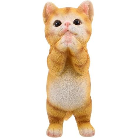 Figurine de chat réaliste en résine pour jardin, terrasse et pelouse, résistante aux intempéries. (1/5)
