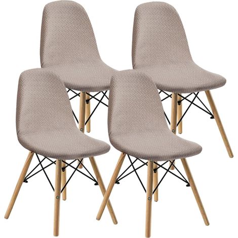 Housses de chaises de Salle à Manger 2/4/6 Pièces Modernes médiévales pailles, Housses de chaises latérales caractéristiques de Salle à Manger rembourrées (Le Sable,4 PCS) (1/4)