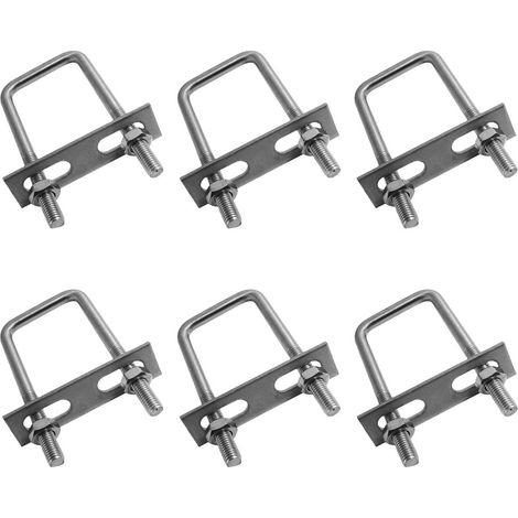 Vis en U M6 pour supports en acier inoxydable 304 - 6 pièces (80 x 50 mm) avec écrous et plaque de fixation - Supports en U pour le remorquage de véhicules et la réparation navale (1/5)