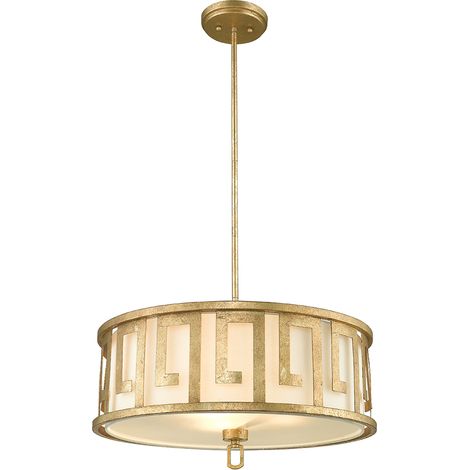 Elstead Lemuria - Pendente Duo-Mount a soffitto rotondo grande a 3 luci oro, E27 (1/5)