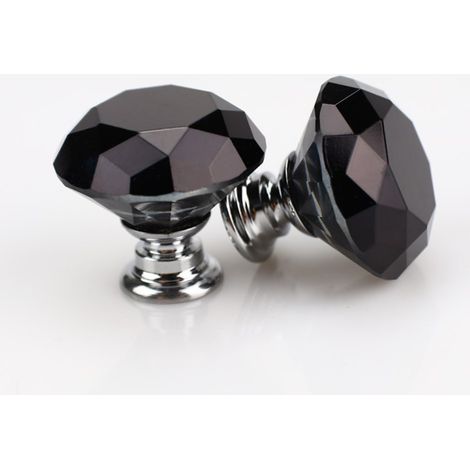 Poignée de porte/tiroir en forme de diamant, 30 mm, lot de 10 (noir)