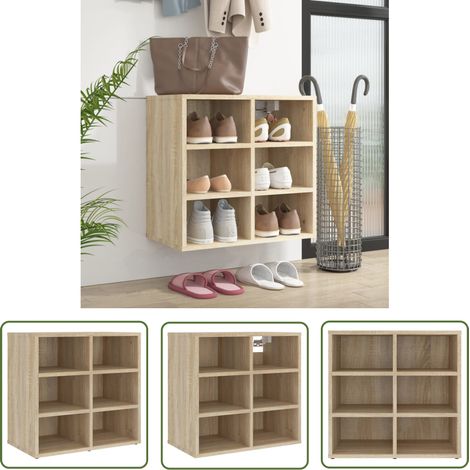 The Living Store Armoire à chaussures Chêne Sonoma 52,5x30x50 cm - Meuble À Chaussures - Armoire À Chaussures - Rangement Chaussures - Étagère Chaussures - Organisation Chaussures (1/5)