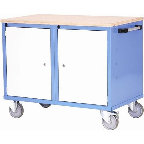 PROVOST - Établi mobile Provost avec 2 caissons à porte sécurisés et plateau de travail (1/3)