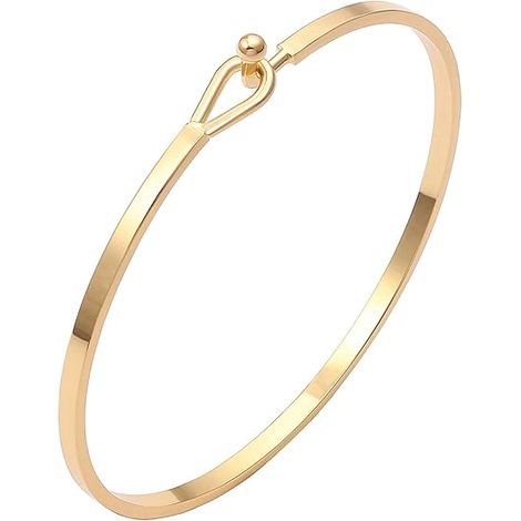 Bracelet fin en plaqué or 18 carats, bijou minimaliste fait main, orné d'une barre en or délicat pour femme. (1/5)