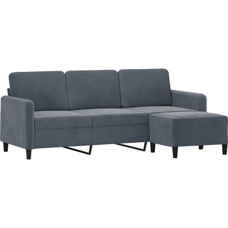 3-Sitzer-Sofa mit Hocker Dunkelgrau 180 cm Samt vidaXL